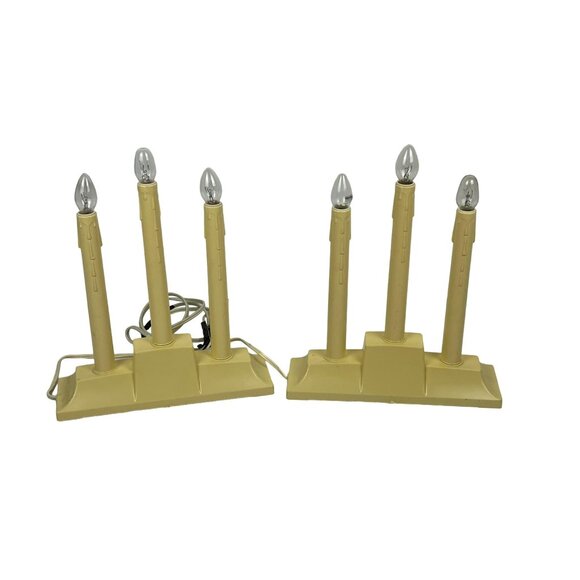Christmas Holiday Electric Candelabra Vintage Mid-Century Retro Candle Lamps - Picture 1 of 6